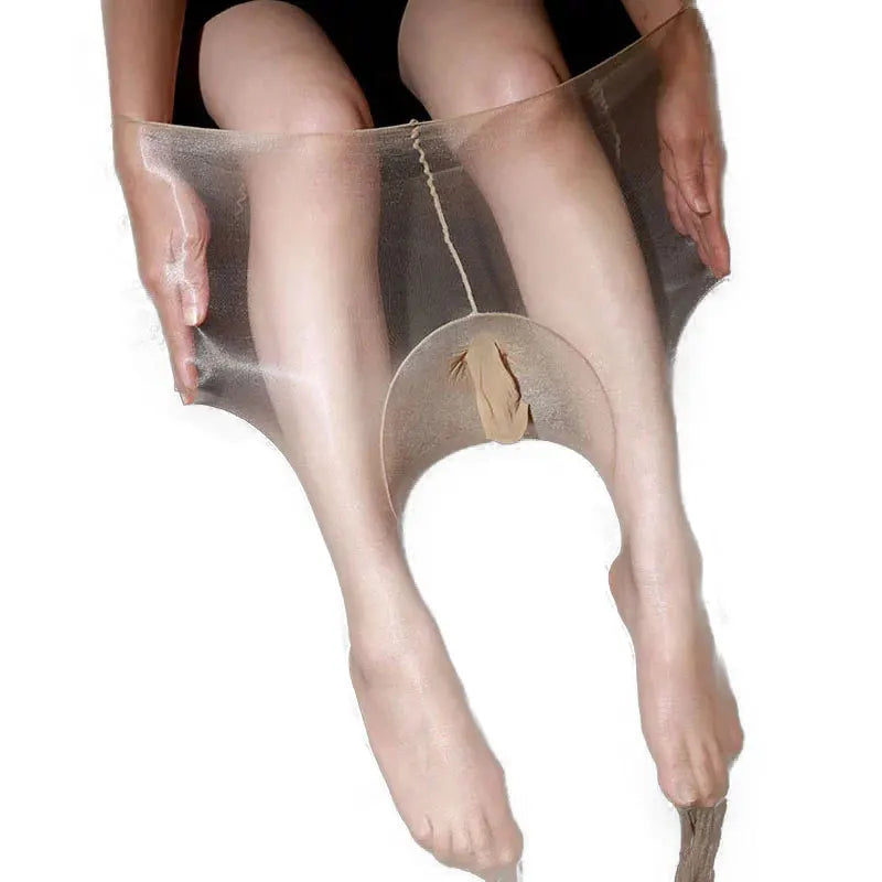 Sexy Men Pantyhose 1D Sheer Oil Glossy Lingerie Sissy Pantyhose Cock Ring U Convex Pouch Gay See Through Pantyhose Plus Size