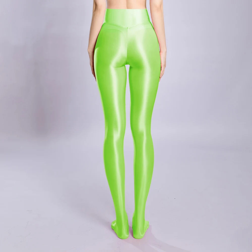 New Glossy Shiny Nylon Pantyhose Peach Hip Yoga Pants Elastic Fitness Push Up Leggings Tighs Collant Stocking Strumpfhose Panty