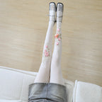 Pantyhose Women Flower Embroidery Handmade Pearl Diamond Women Tights Sexy Lingerie Thigh High Stockings Pantyhose Tights Women