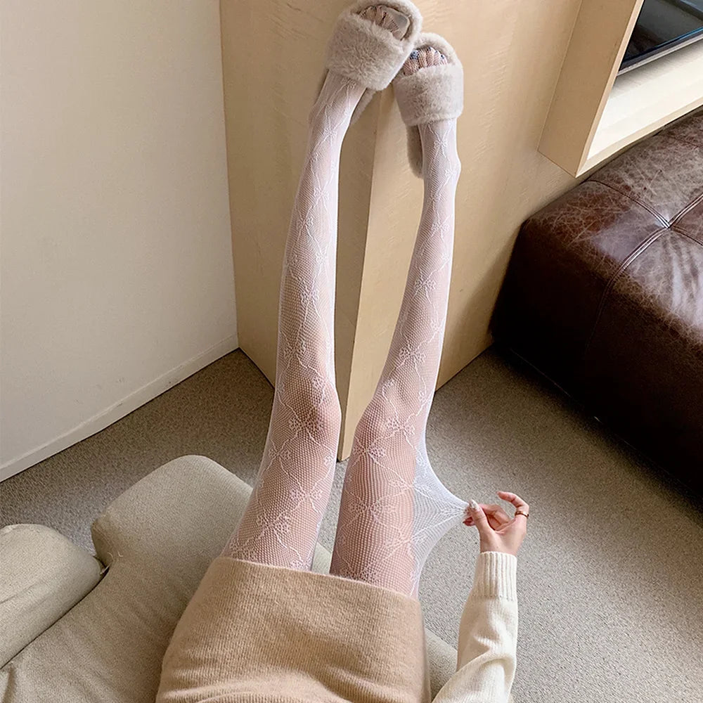 Punk Style Pantyhose Women Sexy Lace Mesh Fishnet Thigh High Stockings Tights Lingerie Hosiery Body Stockings Tights Pantyhose