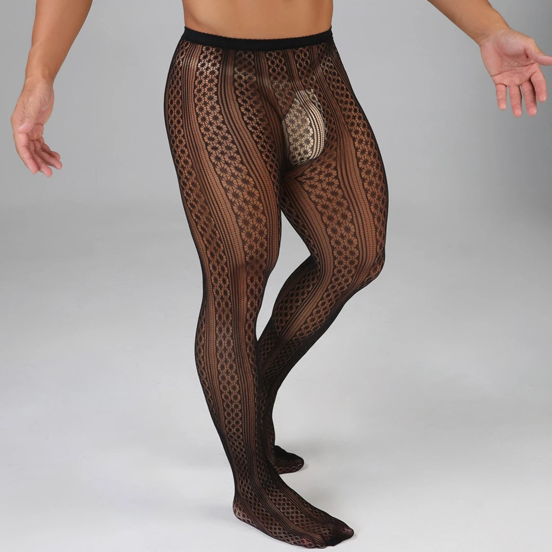 More-style European American Pantyhose for Men's Underwear Breathable Fishnet Tights Trend Male Bodystockings Sexy Club Hosiery