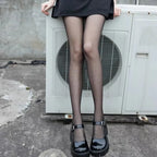 Pantyhose female Spring/Autumn Thin Black White Solid Color Stockings for Women 1/5 Pairs