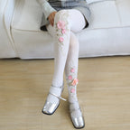 Pantyhose Women Flower Embroidery Handmade Pearl Diamond Women Tights Sexy Lingerie Thigh High Stockings Pantyhose Tights Women